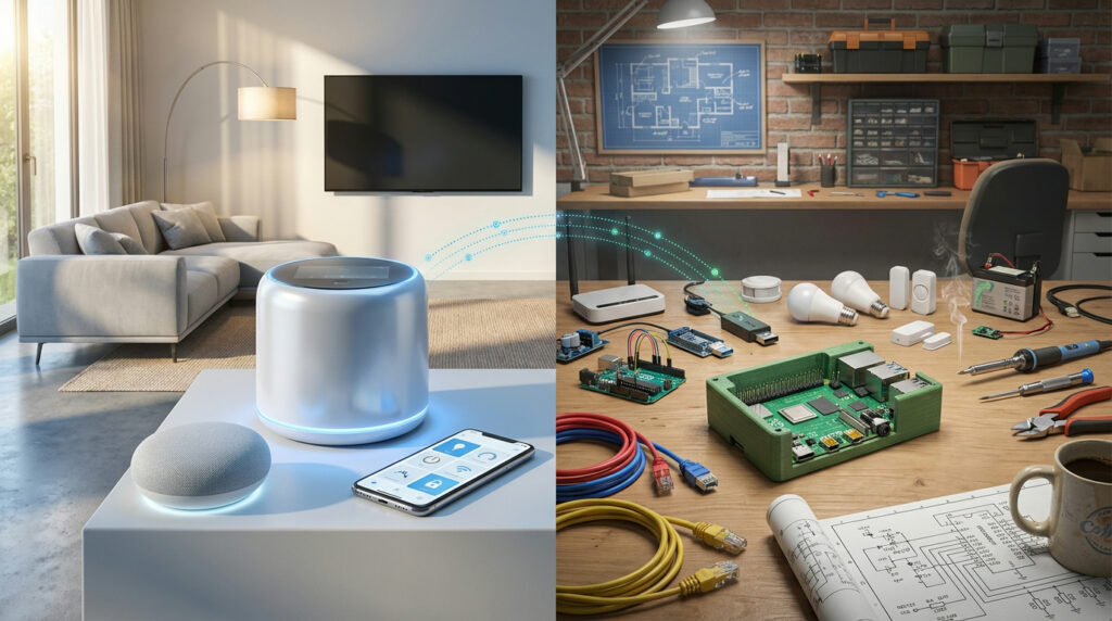 All-in-one smart home system vs custom-built automation setup comparison